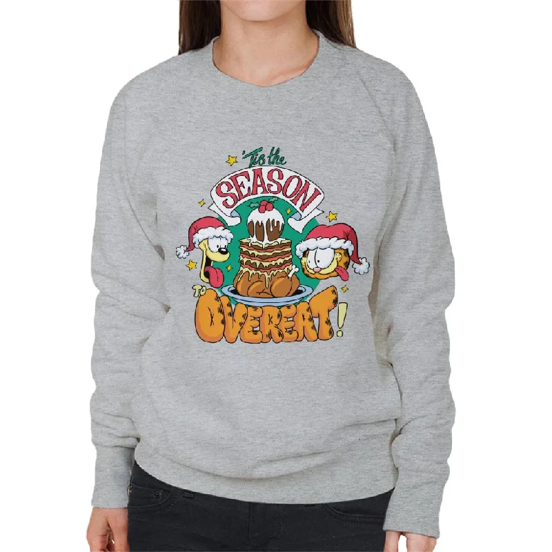Garfield Christmas Tis The Season To Overeat Women's Sweatshirt Hoodie with Slit Hem Functional Movement Garfield Christmas Tis The Season To Overeat Women's Sweatshirt Hoodie with Slit Hem Functional Movement