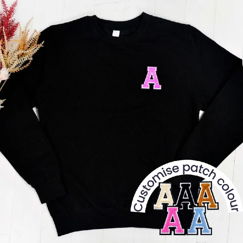 Patch 22 Adults Black Initial Sweatshirt Zip Hoodie Drawstring Kangaroo Pocket