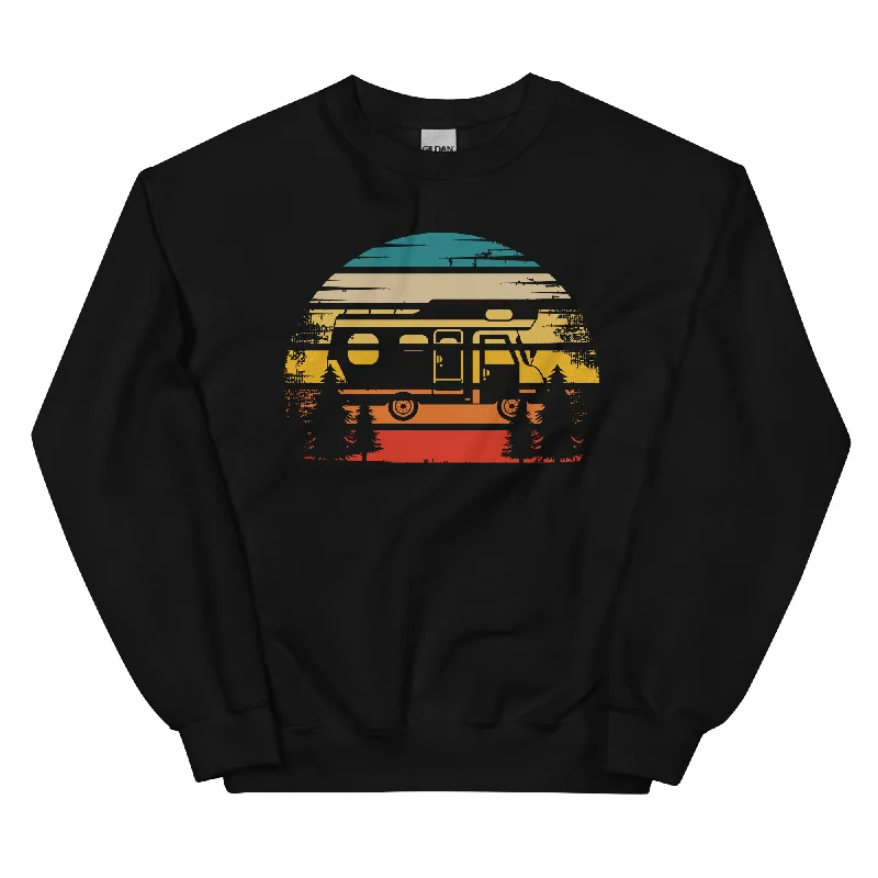 Retro Sonne und Camping - Sweatshirt (Unisex) Hoodie with Hem Raw Edge Edgy Unfinished Retro Sonne und Camping - Sweatshirt (Unisex) Hoodie with Hem Raw Edge Edgy Unfinished