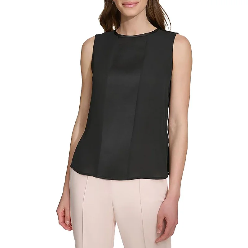 Womens Crewneck Casual Blouse Feminine Ruffle Blouse