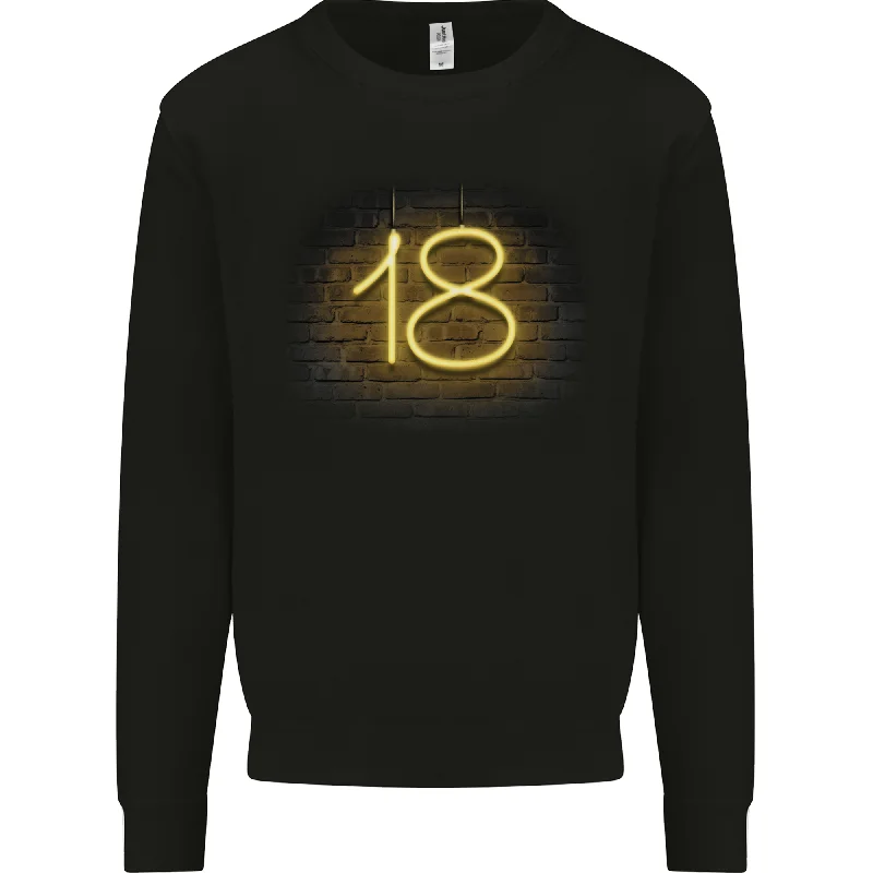 18th Birthday Neon Lights 18 Year Old Mens Sweatshirt Jumper Hoodie with Button Placket Classic Preppy 18th Birthday Neon Lights 18 Year Old Mens Sweatshirt Jumper Hoodie with Button Placket Classic Preppy