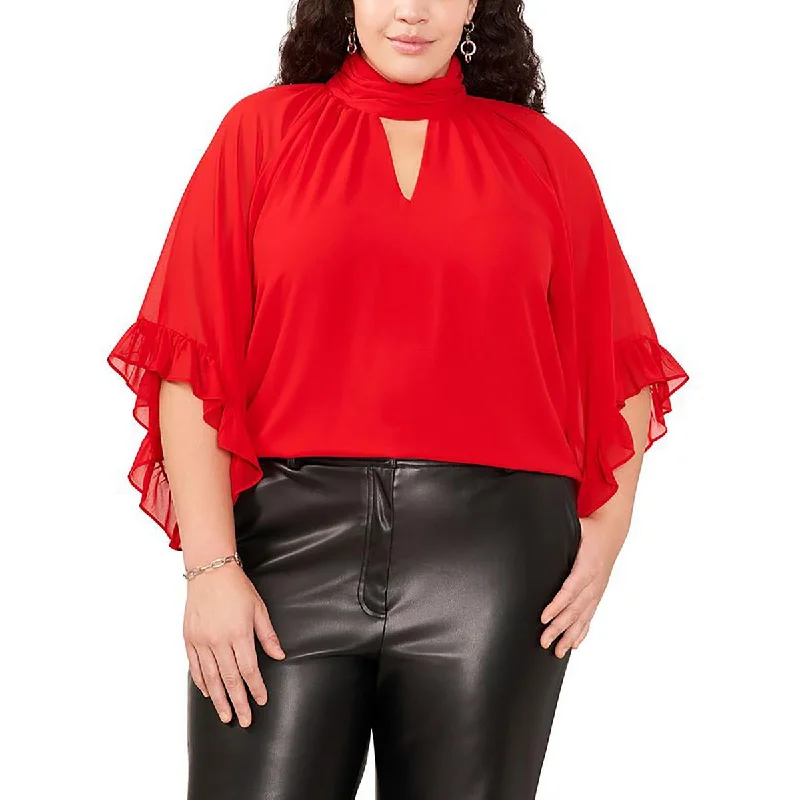 Womens Keyhole Plus Sized Blouse Business Casual Blouse