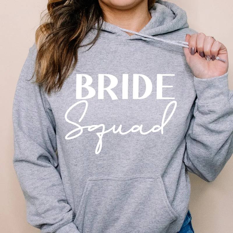 Bride Squad Heather Grey Hoodie Hoodie with Illustration Artistic Creative
