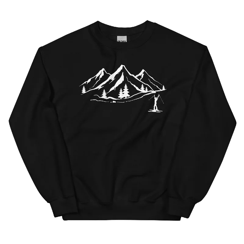 Berge 1 und Skifahren - Sweatshirt (Unisex) Hoodie with Snap Buttons Easy Quick