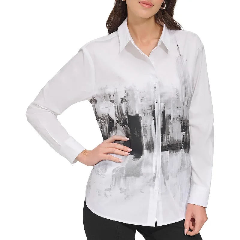Womens Cotton CityScape Blouse Embellished Collar Blouse