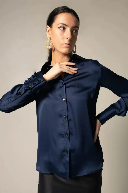 Classy Women Silk Blouse in Royal Blue Textured Cotton Blouse