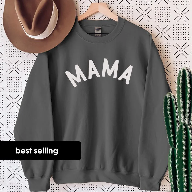 Mama Classic Sweatshirt (MRK X) Hoodie with Rhinestones Sparkly Elegant