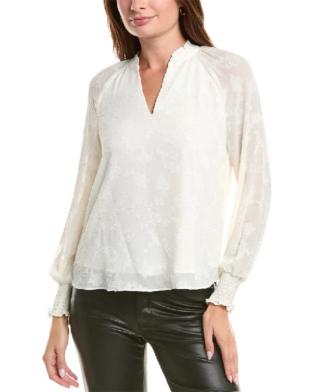 Nanette Nanette Lepore Pebble Crepe Blouse Sheer Mesh Blouse
