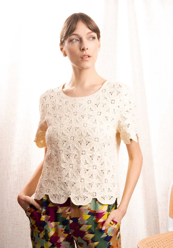 Blouse 321069 Beige Feminine Ruffle Blouse