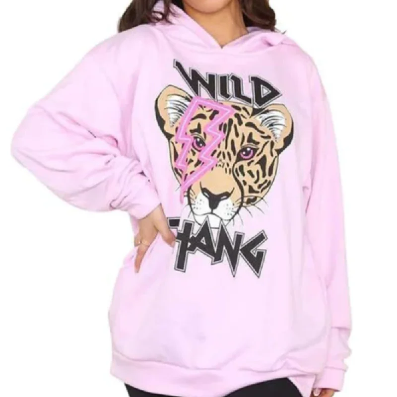 Wild Thing Tiger Lounge Hoodie Hoodie with Raw Hem Edgy Unfinished