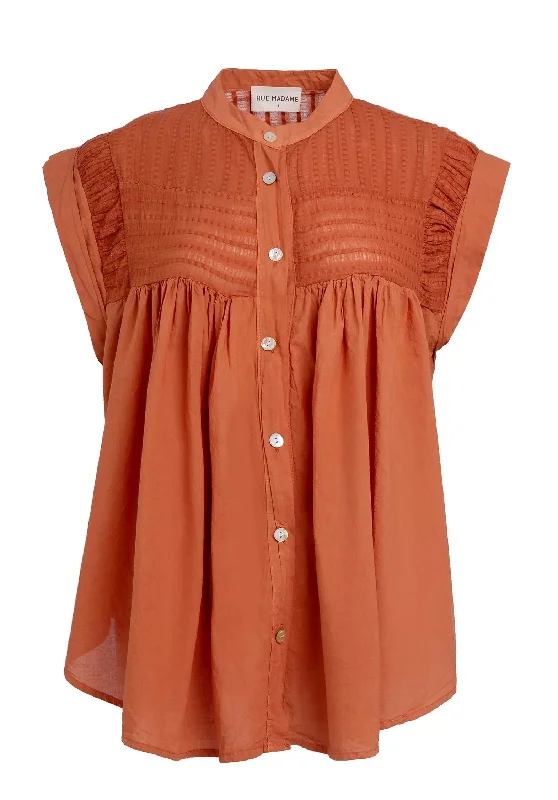 Blouse 94299 Brick Off-Shoulder Wrap Blouse