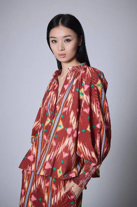 Blouse H24ikch Print Feminine Tie Blouse