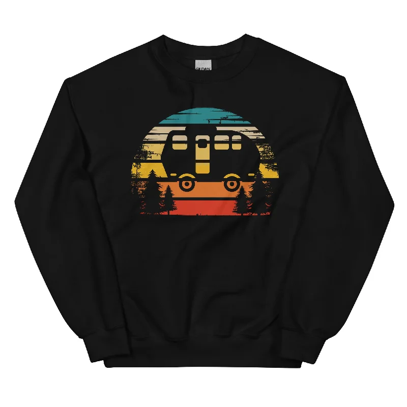 Retro Sonne und Camping - Sweatshirt (Unisex) Hoodie with Side Slits Relaxed Casual