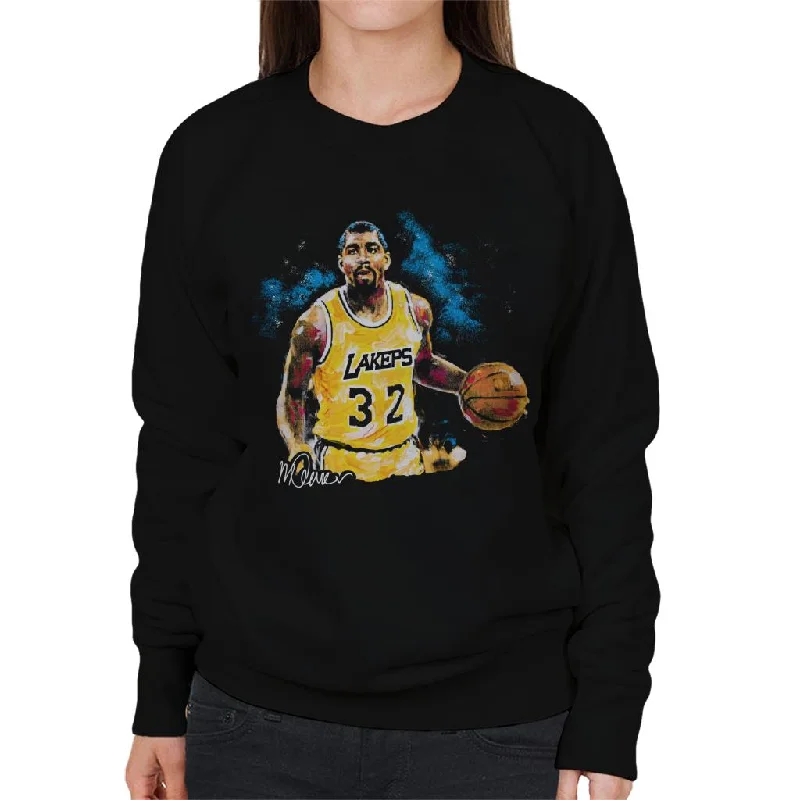 Sidney Maurer Original Portrait Of Magic Johnson Lakers Women's Sweatshirt Hoodie with Drop Shoulder Relaxed Streetwear Sidney Maurer Original Portrait Of Magic Johnson Lakers Women's Sweatshirt Hoodie with Drop Shoulder Relaxed Streetwear