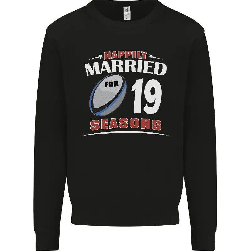 19 Year Wedding Anniversary 19th Rugby Mens Sweatshirt Jumper Hoodie with Crew Neck Simple Timeless 19 Year Wedding Anniversary 19th Rugby Mens Sweatshirt Jumper Hoodie with Crew Neck Simple Timeless