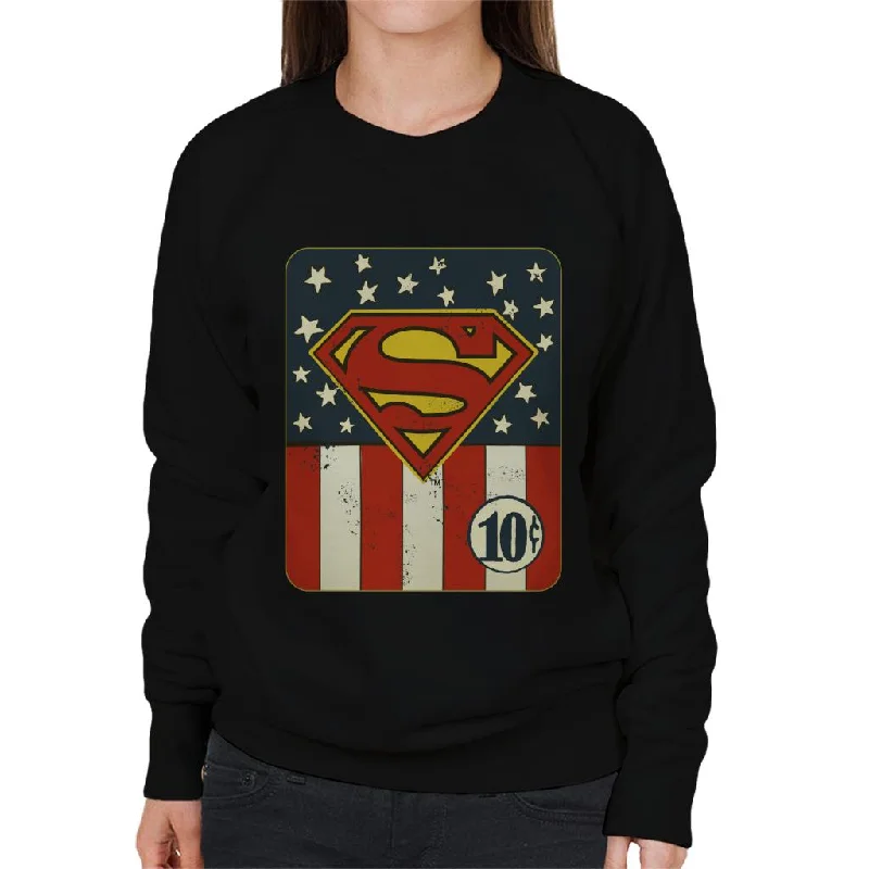 Superman US Flag Golden Age 10c Art Women's Sweatshirt Hoodie with Cropped Fit Short Trendy Superman US Flag Golden Age 10c Art Women's Sweatshirt Hoodie with Cropped Fit Short Trendy