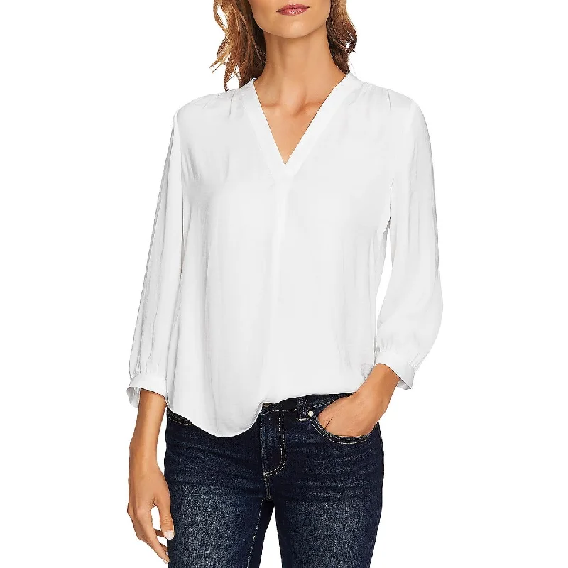 Womens Split Neck Hi-Low Blouse Chic Sleeveless Blouse