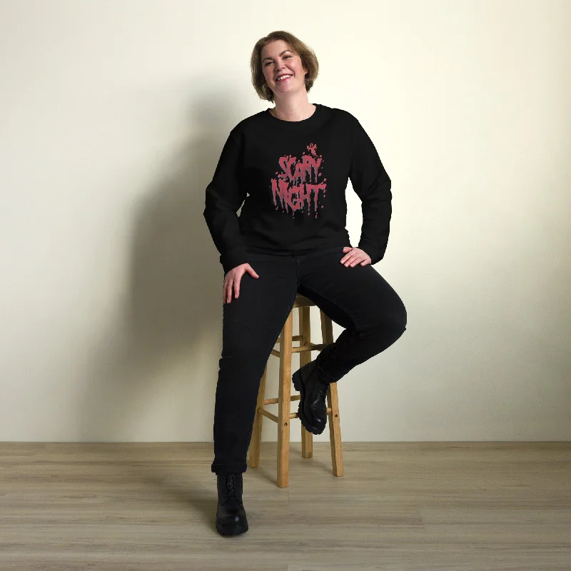 Scary Night Halloween Graphic Women Organic Sweatshirt Hoodie with Hem Contrast Bold Stylish Scary Night Halloween Graphic Women Organic Sweatshirt Hoodie with Hem Contrast Bold Stylish