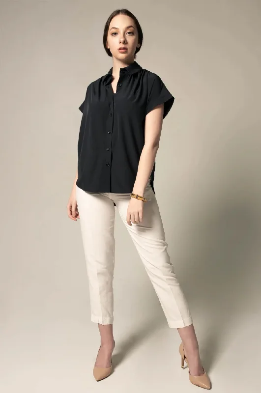 Classic Black Blouse Lightweight Floral Blouse