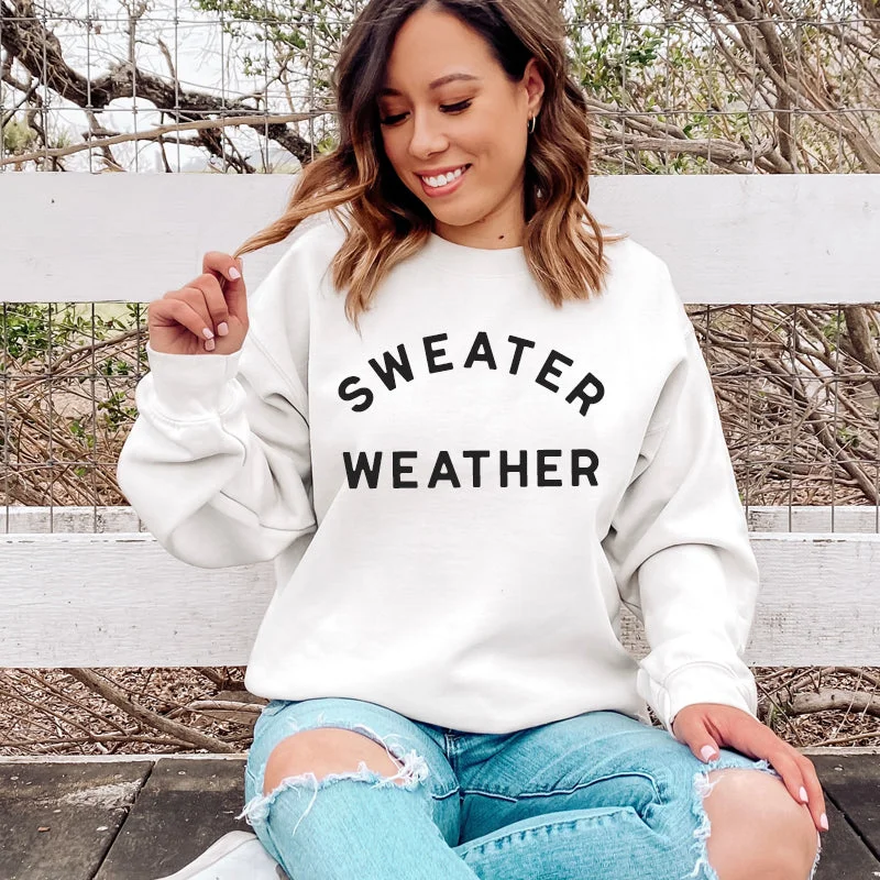Sweater Weather Sweatshirt Hoodie with Stripes Bold Sporty