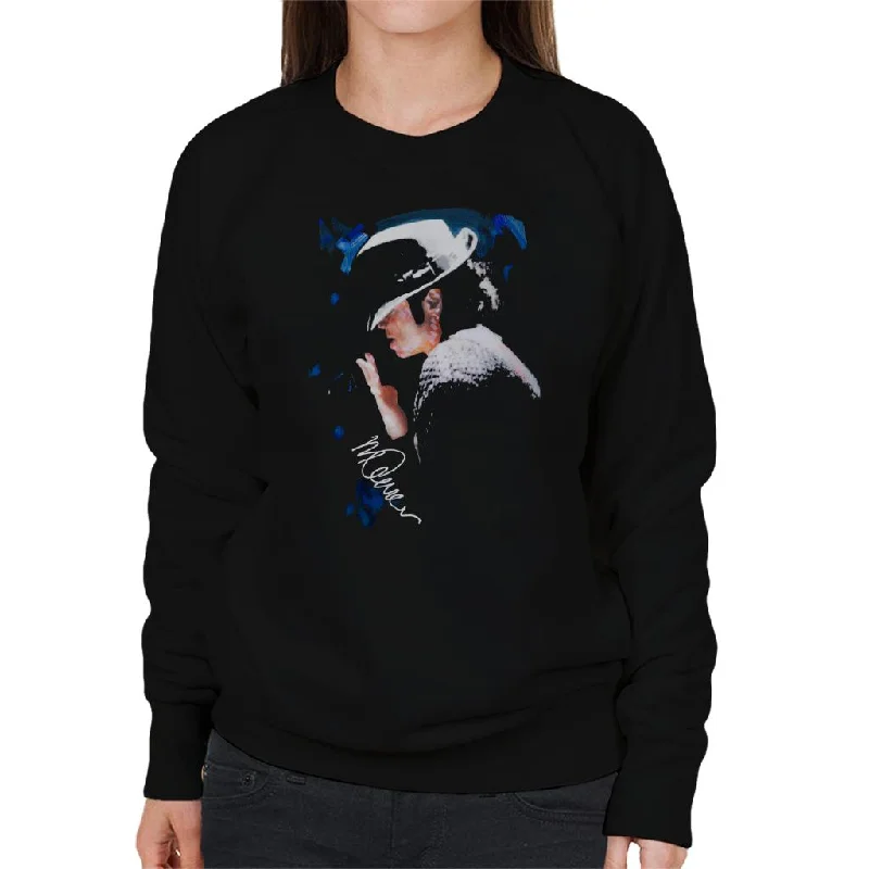 Sidney Maurer Original Portrait Of Michael Jackson Tipped Hat Women's Sweatshirt Hoodie with Button Placket Classic Preppy Sidney Maurer Original Portrait Of Michael Jackson Tipped Hat Women's Sweatshirt Hoodie with Button Placket Classic Preppy
