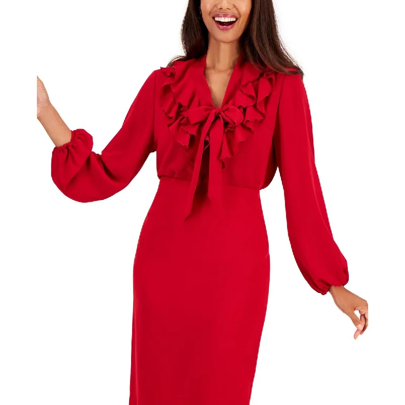 Womens Tie Neck Ruffel Blouse Modern Work Blouse