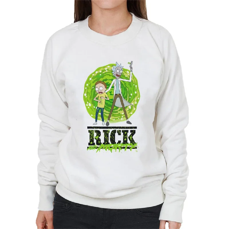 Rick and Morty Portal Green Splatter Text Women's Sweatshirt Hoodie with Rhinestones Sparkly Elegant Rick and Morty Portal Green Splatter Text Women's Sweatshirt Hoodie with Rhinestones Sparkly Elegant
