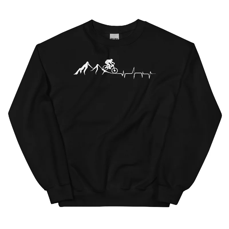 Berge - Herzschlag - Mountainbiking - (M) - Sweatshirt (Unisex) Hoodie with Hem Detail Decorative Unique Berge - Herzschlag - Mountainbiking - (M) - Sweatshirt (Unisex) Hoodie with Hem Detail Decorative Unique