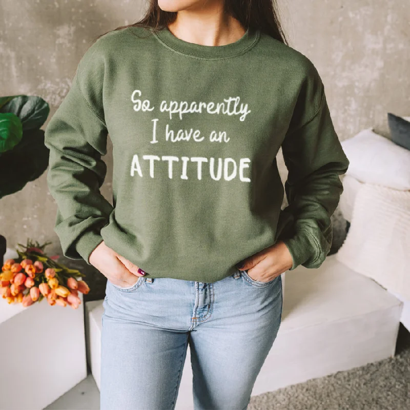 Apparently I Have An Attitude Sweatshirt Hoodie with Drawcord Adjustable Secure