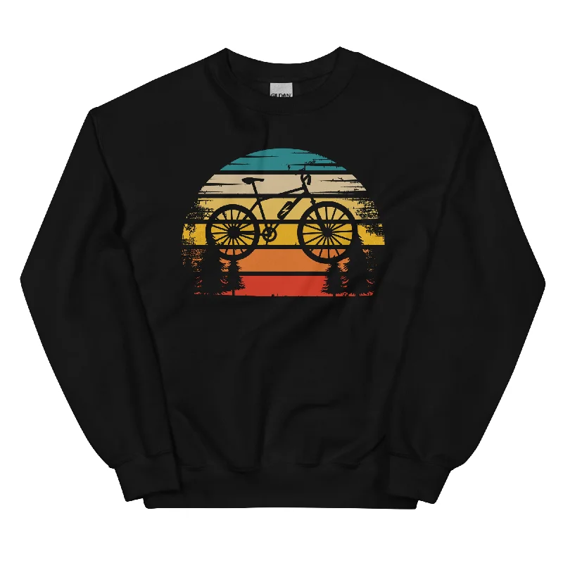Retro Sonne und Ebike - Sweatshirt (Unisex) Hoodie with Frayed Bohemian Relaxed
