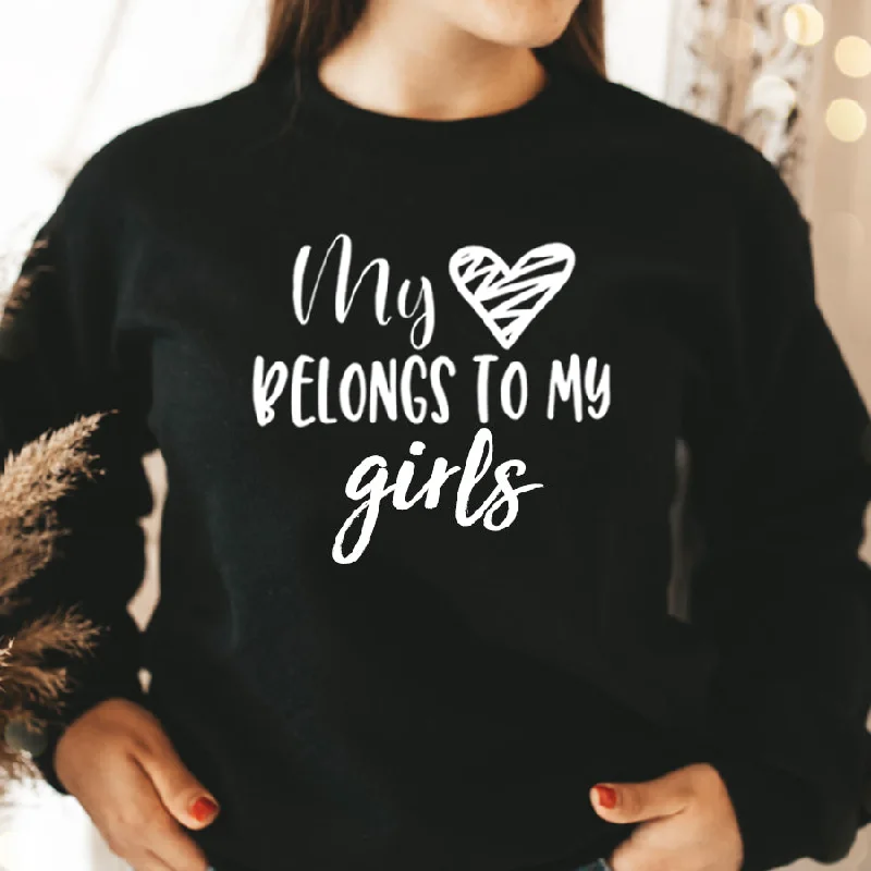 My Heart Belongs To Girls Sweatshirt Hoodie with Snap Buttons Easy Quick