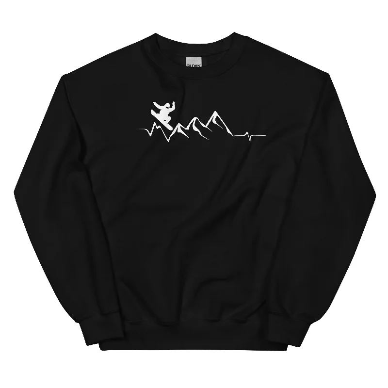 Berge - Herzschlag - Snowboarding - Sweatshirt (Unisex) Hoodie with Elastic Waist Stretchable Comfortable Berge - Herzschlag - Snowboarding - Sweatshirt (Unisex) Hoodie with Elastic Waist Stretchable Comfortable