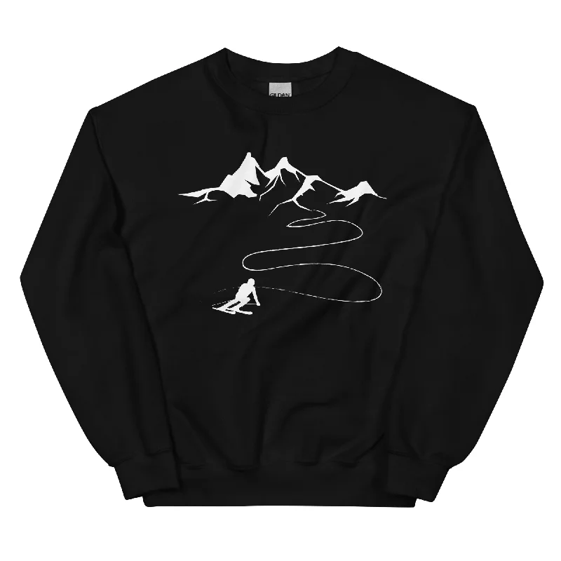 Berge - Skifahren - Sweatshirt (Unisex) Hoodie with Button Placket Classic Preppy