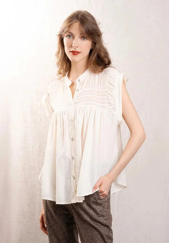 Blouse 94299 Cream Versatile Layering Blouse