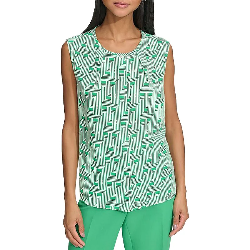 Womens Printed Scoop Neck Blouse Casual Relaxed Blouse