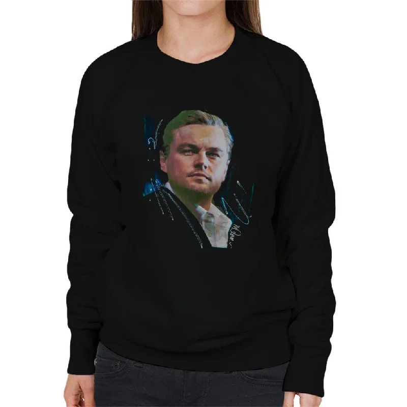 Sidney Maurer Original Portrait Of Leonardo DiCaprio Stare Women's Sweatshirt Hoodie with Emblem Brand Identity Sidney Maurer Original Portrait Of Leonardo DiCaprio Stare Women's Sweatshirt Hoodie with Emblem Brand Identity