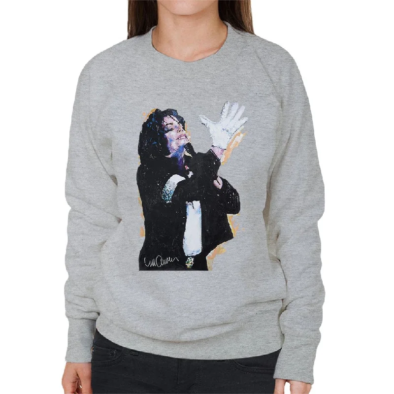 Sidney Maurer Original Portrait Of Michael Jackson White Glove Women's Sweatshirt Hoodie with Strings Custom Fit Adjustable Sidney Maurer Original Portrait Of Michael Jackson White Glove Women's Sweatshirt Hoodie with Strings Custom Fit Adjustable
