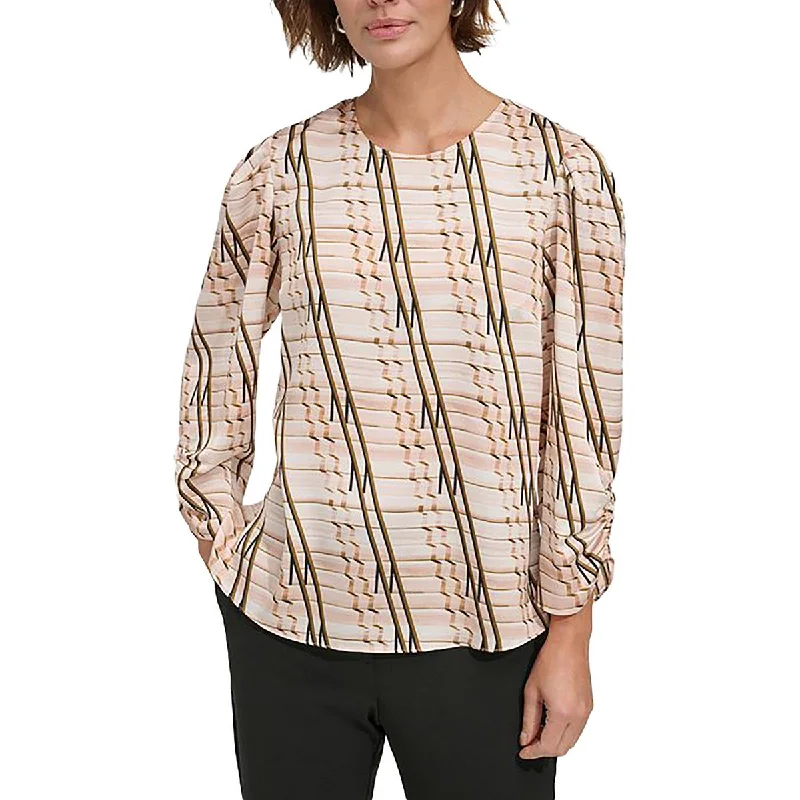 Womens Satin Ruched Blouse Satin Drape Blouse