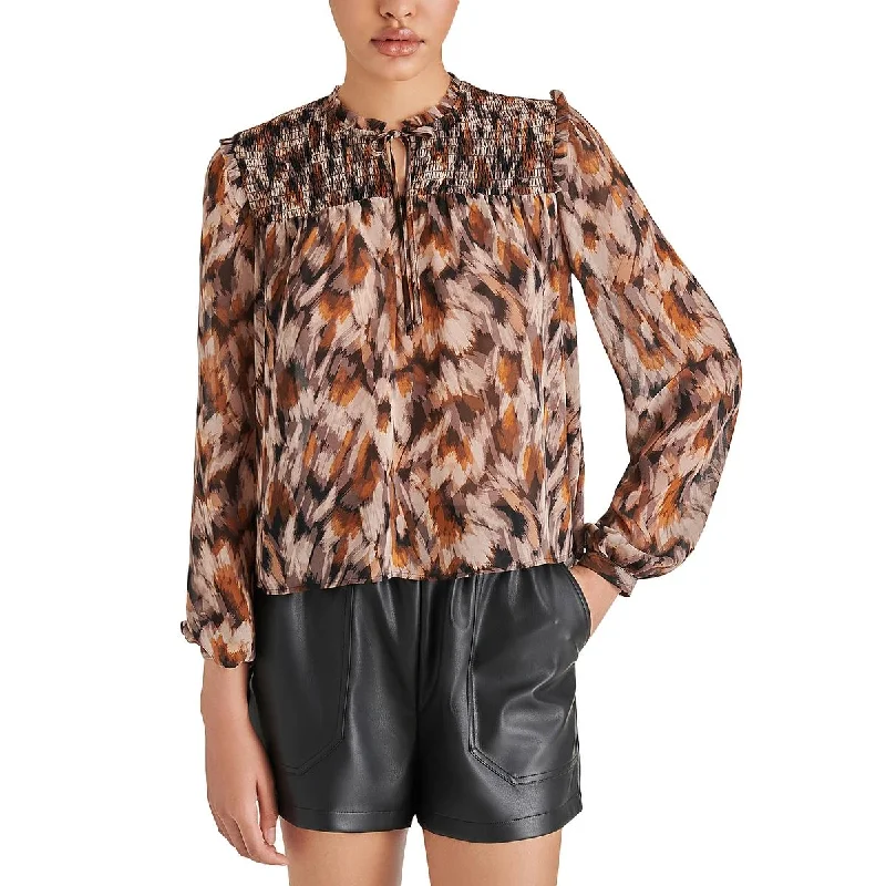 Drew Womens Smocked Long Sleeve Blouse Elegant Lace Blouse