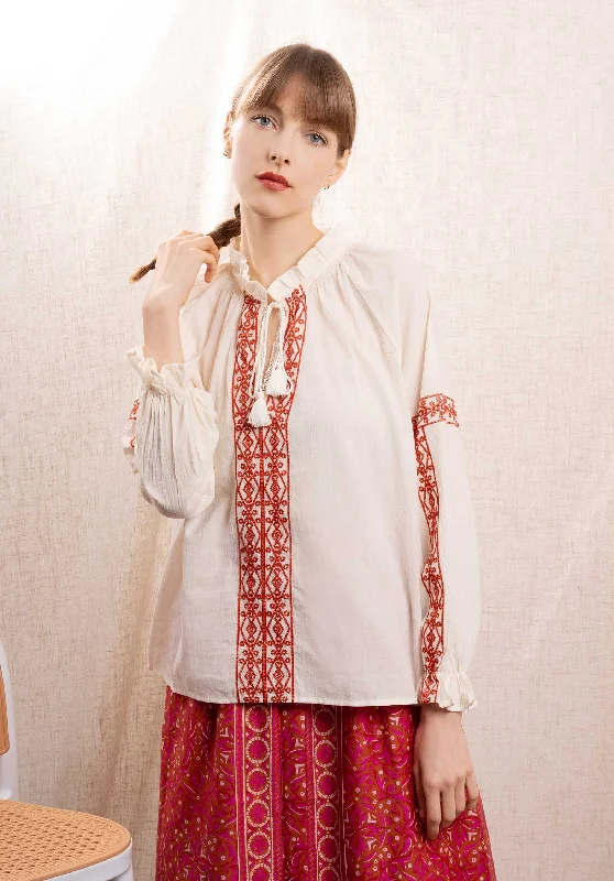 Blouse Me6012 Ecru Chic Off-Shoulder Blouse
