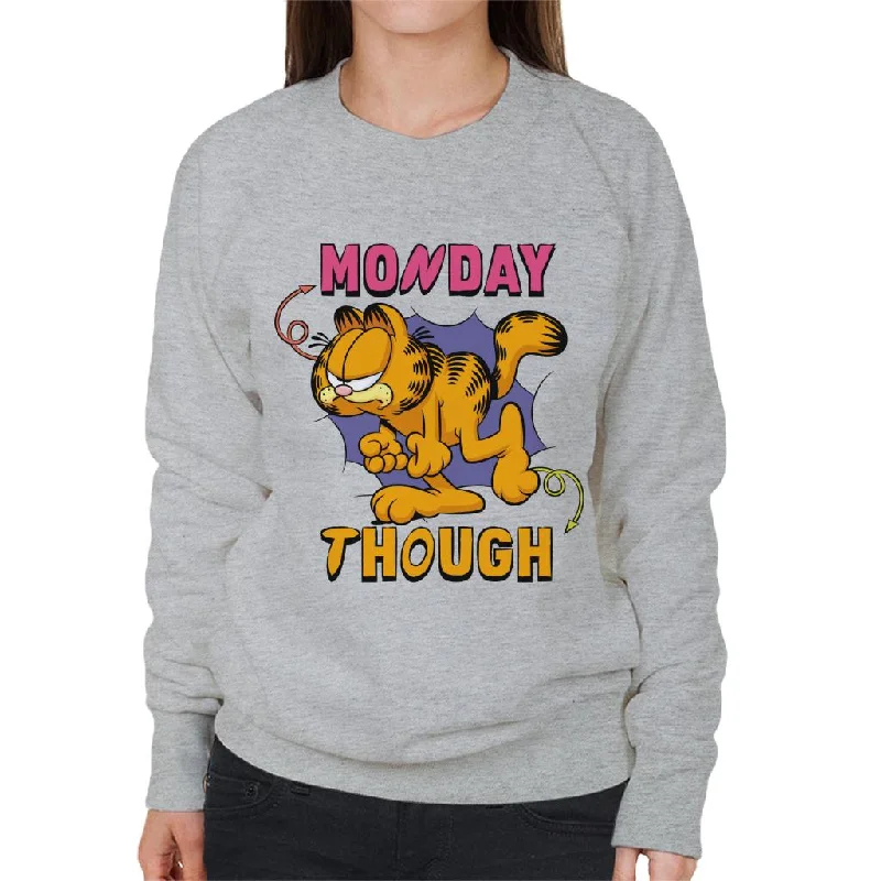 Garfield Monday Though Women's Sweatshirt Hoodie with Contrast Stitching Detailed Premium Garfield Monday Though Women's Sweatshirt Hoodie with Contrast Stitching Detailed Premium