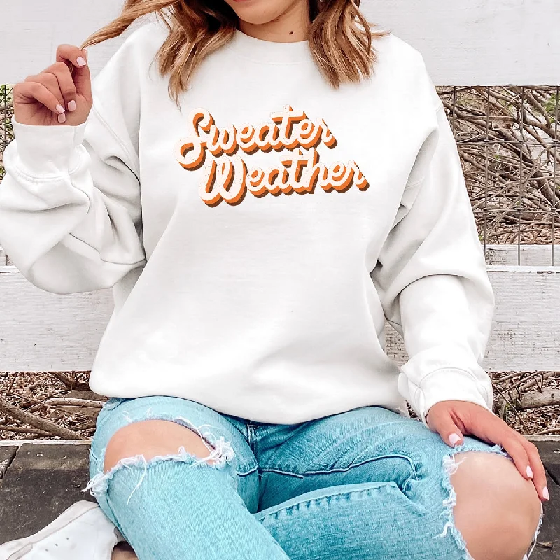 Sweater Weather Autumn Sweatshirt Hoodie with Mock Neck Collared Structured