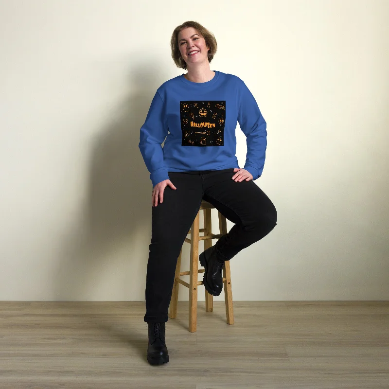 Multiple Hallowen Graphic Women Organic Sweatshirt Hoodie with Color Block Contrast Stylish Multiple Hallowen Graphic Women Organic Sweatshirt Hoodie with Color Block Contrast Stylish