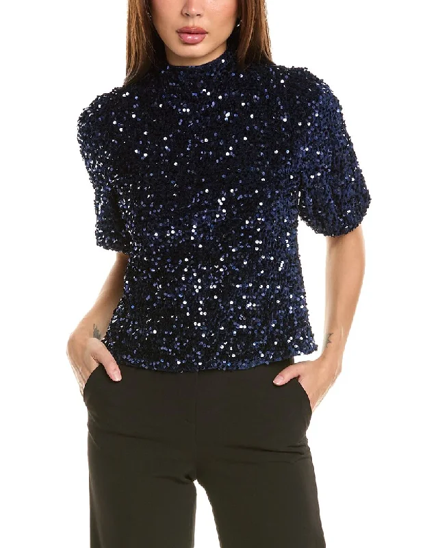 Nanette Nanette Lepore Sequin Velvet Blouse Classic Striped Blouse