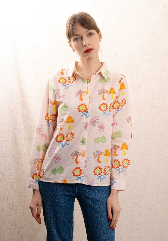 Blouse -1653 5116 Apricot-Flower Lightweight Floral Blouse