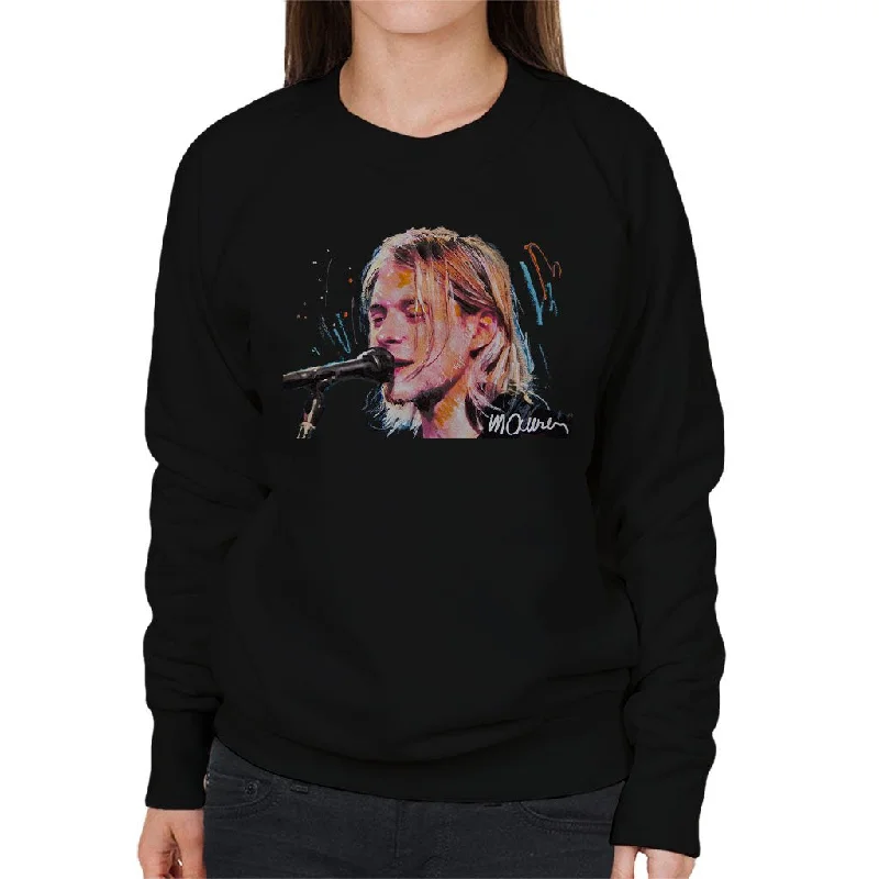 Sidney Maurer Original Portrait Of Kurt Cobain Singing Women's Sweatshirt Hoodie with Magnetic Closure Innovative Modern Sidney Maurer Original Portrait Of Kurt Cobain Singing Women's Sweatshirt Hoodie with Magnetic Closure Innovative Modern