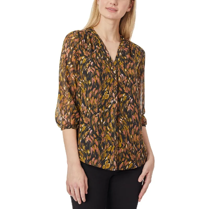 Womens V-Neck Layered Blouse Chic Sleeveless Blouse