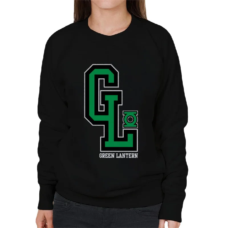 Green Lantern GL College Sports Initials Women's Sweatshirt Hoodie with Ribbed Hem Stretchable Secure Green Lantern GL College Sports Initials Women's Sweatshirt Hoodie with Ribbed Hem Stretchable Secure