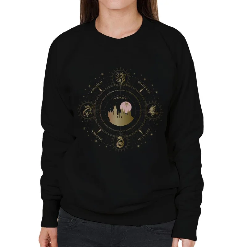 Harry Potter Hogwarts Houses Gold Silhouette Women's Sweatshirt Hoodie with Ribbed Neckline Snug Warm Harry Potter Hogwarts Houses Gold Silhouette Women's Sweatshirt Hoodie with Ribbed Neckline Snug Warm