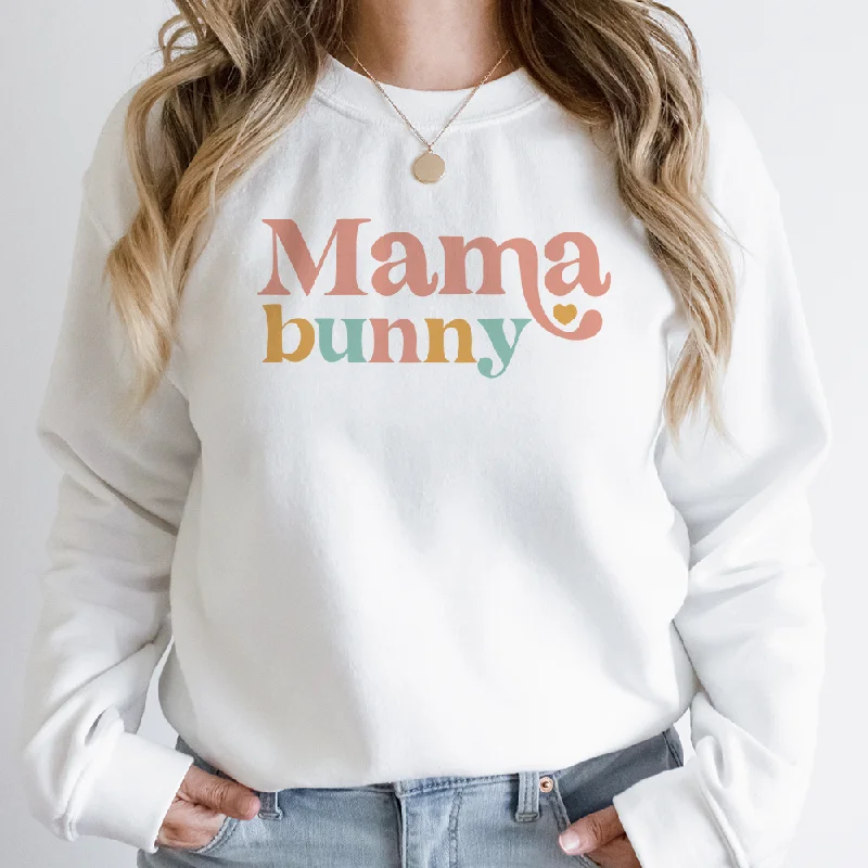 Mama Bunny White Sweatshirt Hoodie with Pattern Geometric Abstract